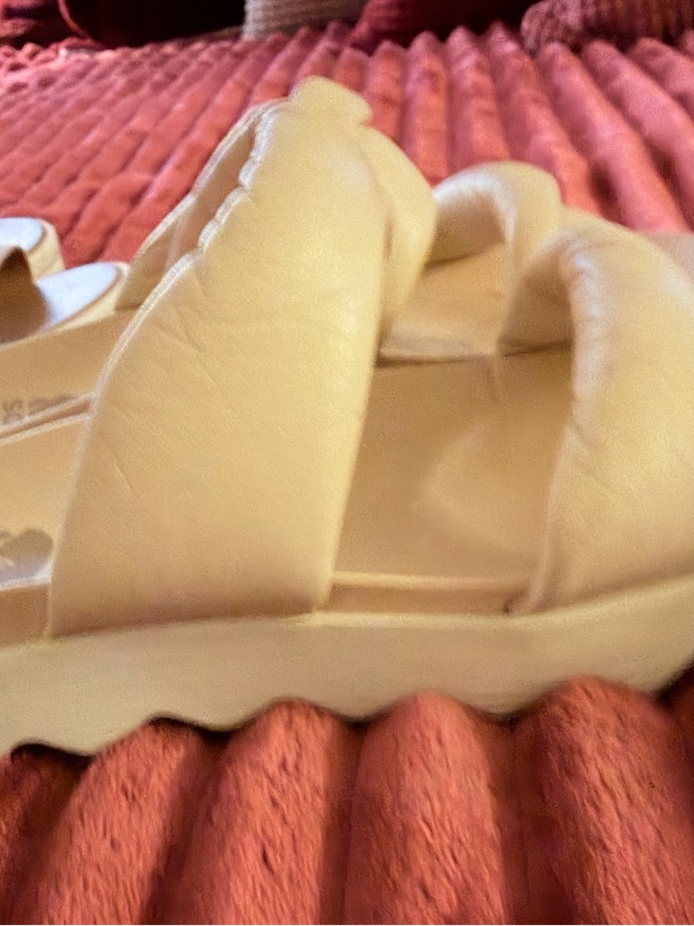 Sorel Padded Cream Slide Sandals